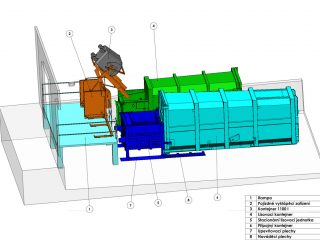 lisovací kontejner s pojízdným vyklápěcím zařízením